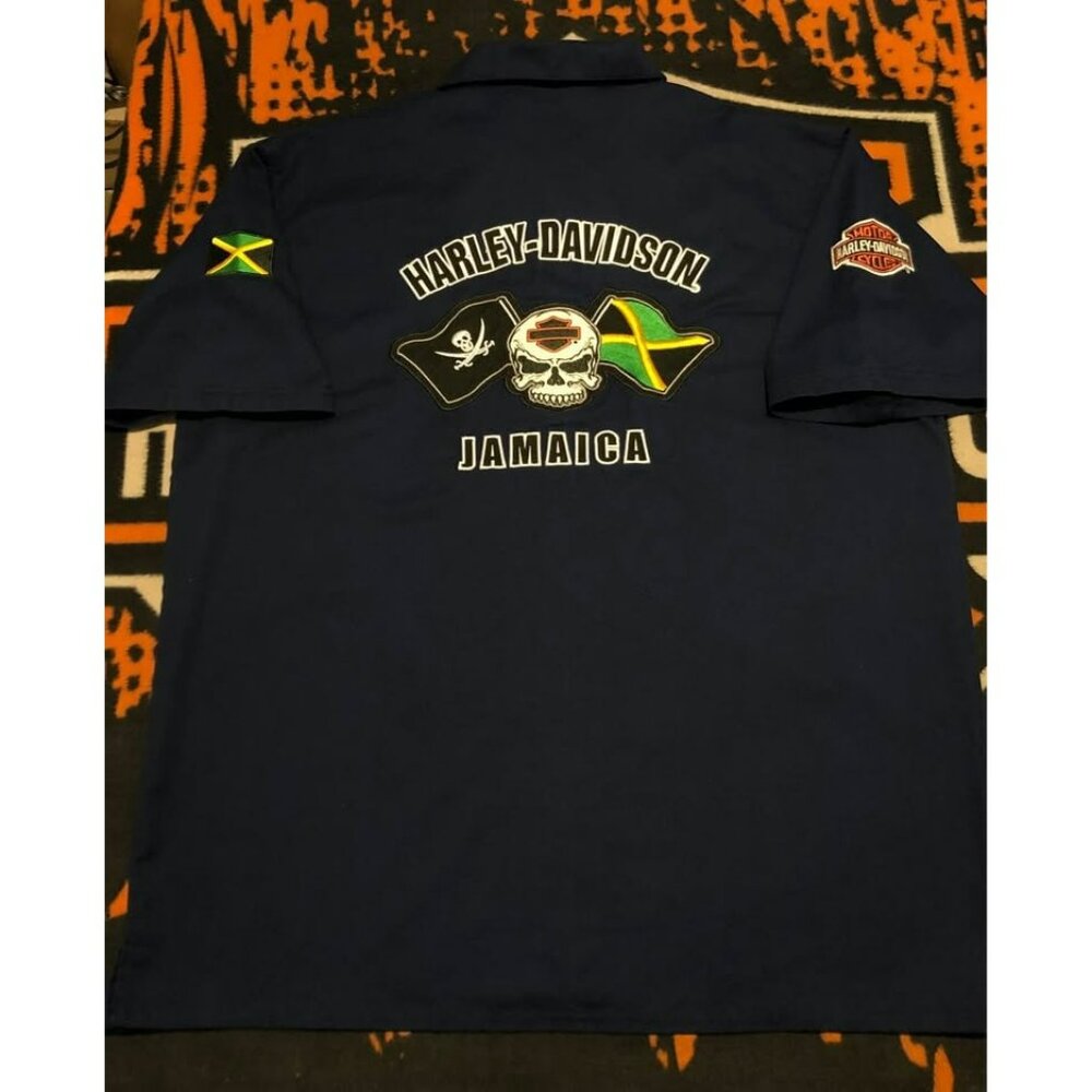 Harley Davidson Button Up Shirt XL Men, Embroidery, JAMAICA